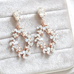 Rose gold Crystal Bridal earrings - AUDRA - Treasures by Agnes
