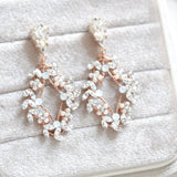 Rose gold Crystal Bridal earrings - AUDRA - Treasures by Agnes