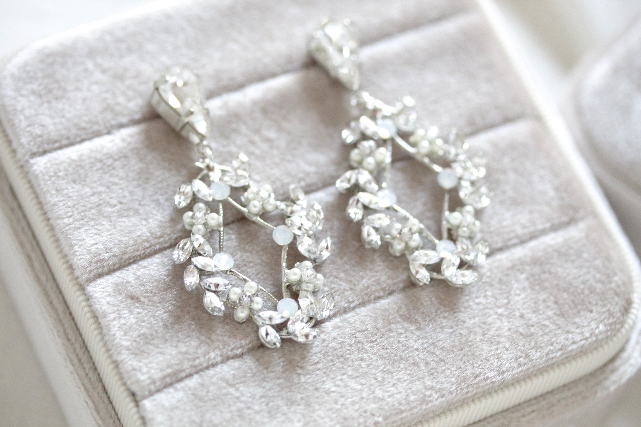 Rose gold Crystal Bridal earrings - AUDRA - Treasures by Agnes
