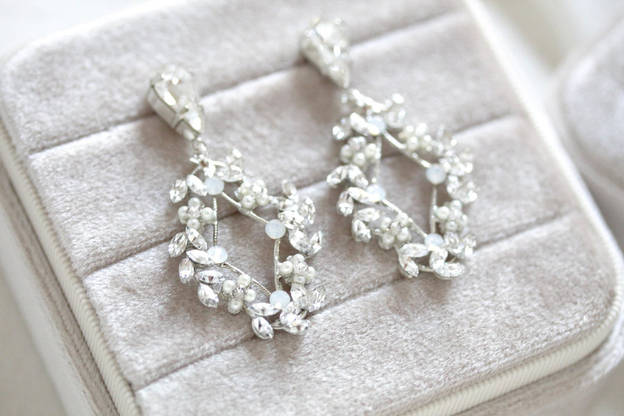 Rose gold Crystal Bridal earrings - AUDRA - Treasures by Agnes