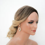 Rose gold Crystal Bridal earrings - AUDRA - Treasures by Agnes