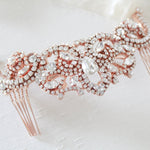 Rose gold crystal Bridal hair comb - CARLY - Treasures by Agnes
