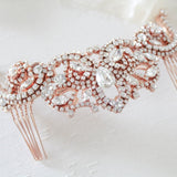Rose gold crystal Bridal hair comb - CARLY - Treasures by Agnes