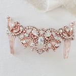 Rose gold crystal Bridal hair comb - CARLY - Treasures by Agnes