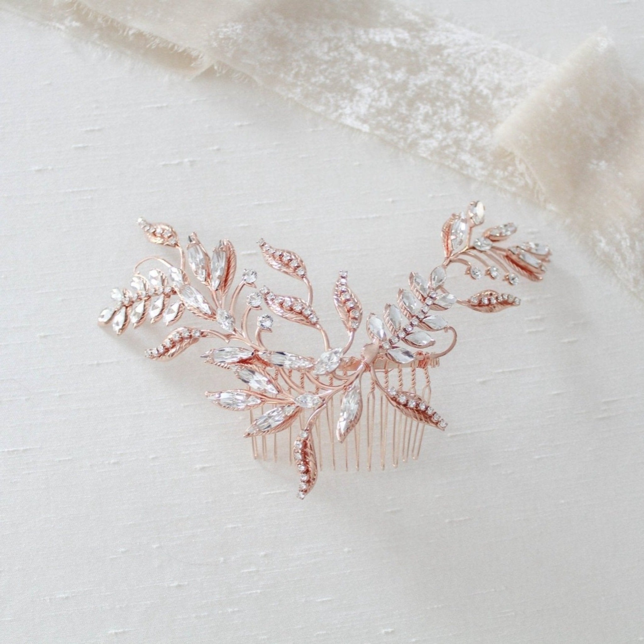 Rose gold crystal Bridal hair comb - CATHERINE - Treasures by Agnes
