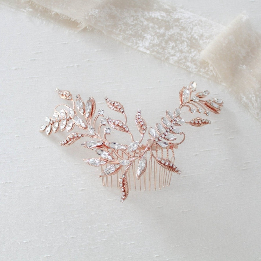 Rose gold crystal Bridal hair comb - CATHERINE - Treasures by Agnes