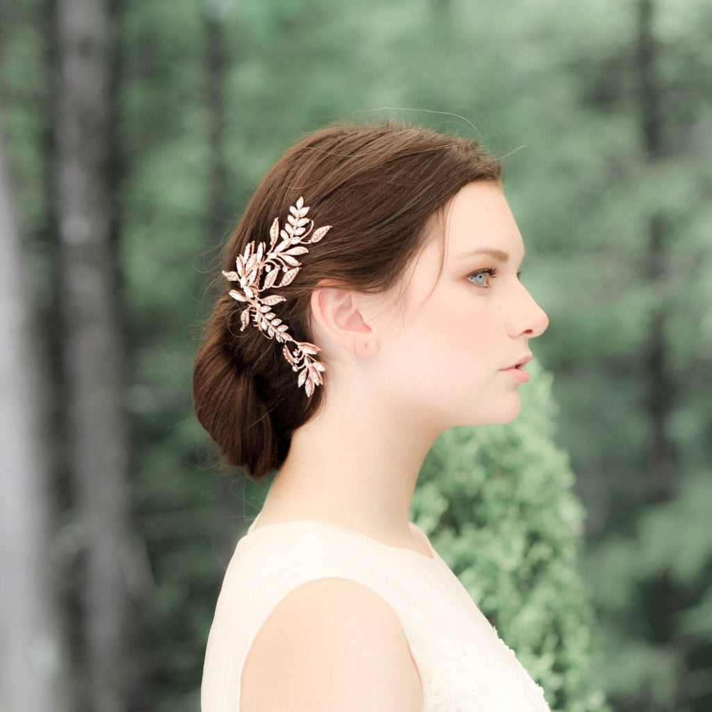 Rose gold crystal Bridal hair comb - CATHERINE - Treasures by Agnes