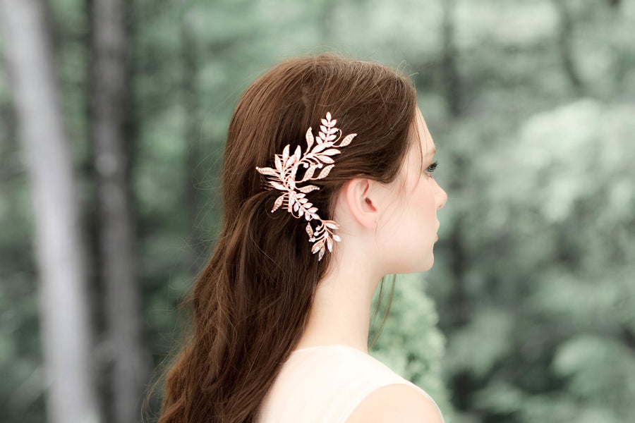 Rose gold crystal Bridal hair comb - CATHERINE - Treasures by Agnes