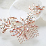Rose gold crystal Bridal hair comb - CATHERINE - Treasures by Agnes