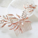 Rose gold crystal Bridal hair comb - CATHERINE - Treasures by Agnes