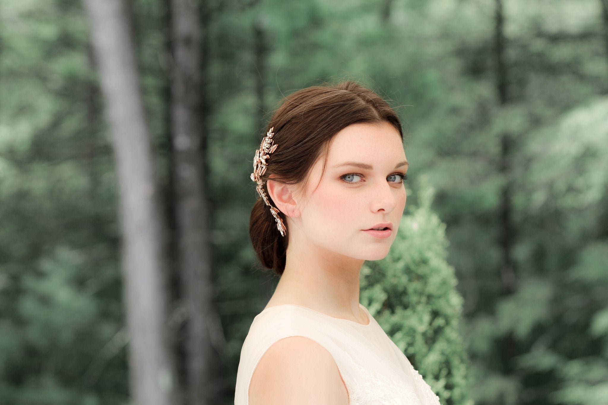 Rose gold crystal Bridal hair comb - CATHERINE - Treasures by Agnes