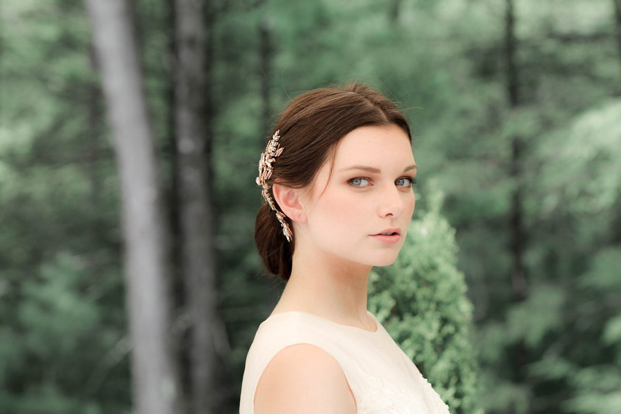 Rose gold crystal Bridal hair comb - CATHERINE - Treasures by Agnes