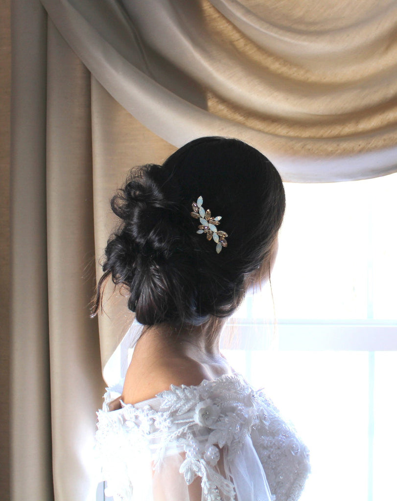 Rose gold crystal bridal hair comb - JILL - Treasures by Agnes