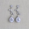 Rose gold crystal drop leaf bridal earrings - RYLIE - Treasures by Agnes