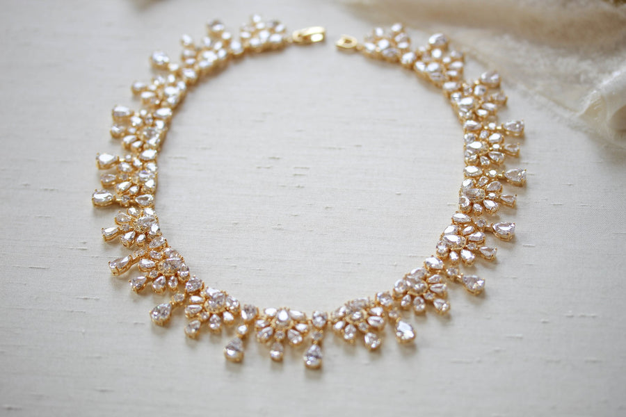 Rose gold crystal drop statement necklace - ADDISON - Treasures by Agnes