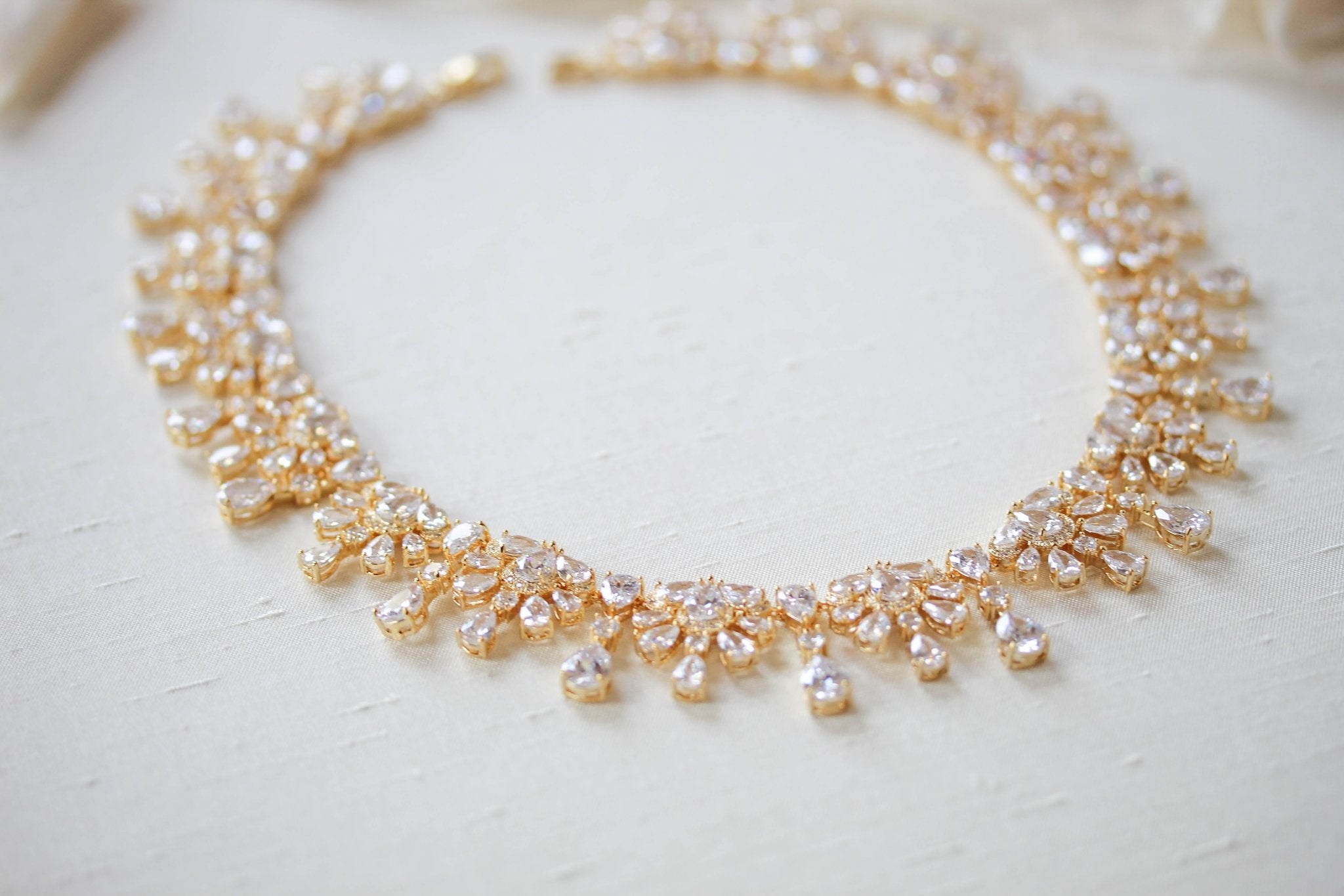 Rose gold crystal drop statement necklace - ADDISON - Treasures by Agnes