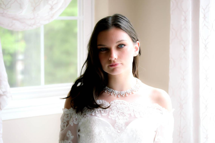 Rose gold crystal drop statement necklace - ADDISON - Treasures by Agnes