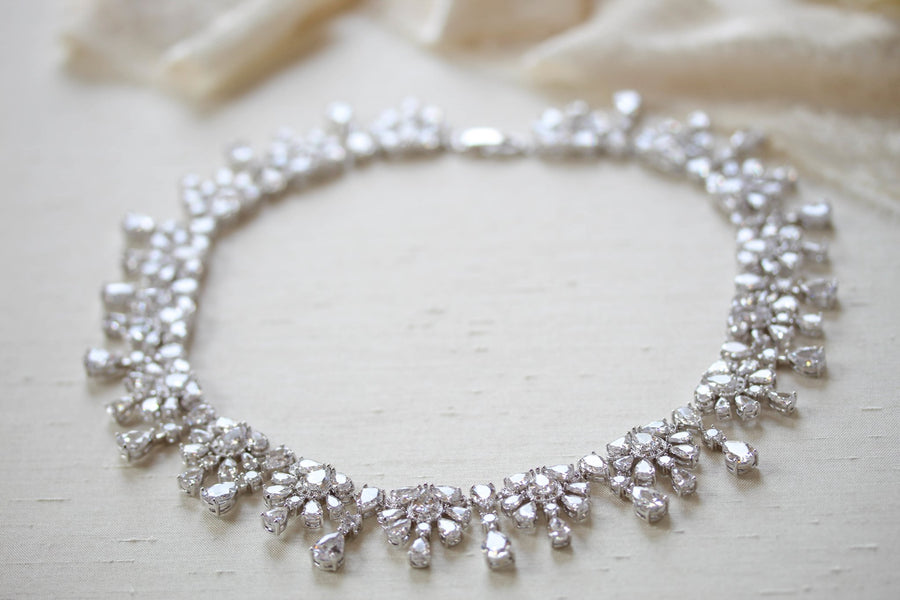 Rose gold crystal drop statement necklace - ADDISON - Treasures by Agnes