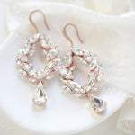Rose gold crystal hoop bridal earrings - CASEY - Treasures by Agnes