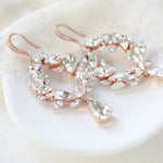 Rose gold crystal hoop bridal earrings - CASEY - Treasures by Agnes