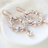 Rose gold crystal hoop bridal earrings - CASEY - Treasures by Agnes