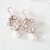 Rose gold crystal hoop bridal earrings - CASEY - Treasures by Agnes