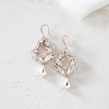 Rose gold crystal hoop bridal earrings - CASEY - Treasures by Agnes
