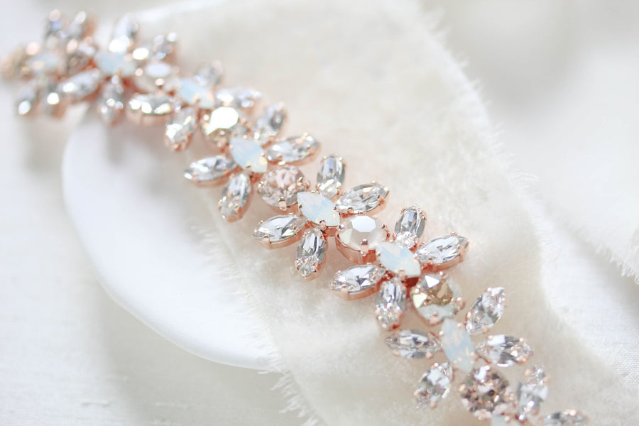 Rose gold crystal statement bridal bracelet - ALYSSA - Treasures by Agnes