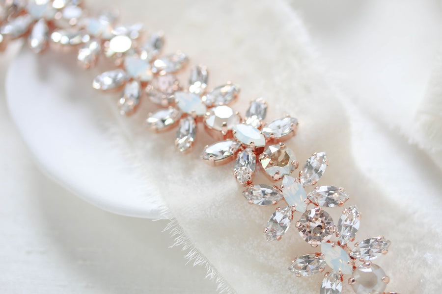 Rose gold crystal statement bridal bracelet - ALYSSA - Treasures by Agnes