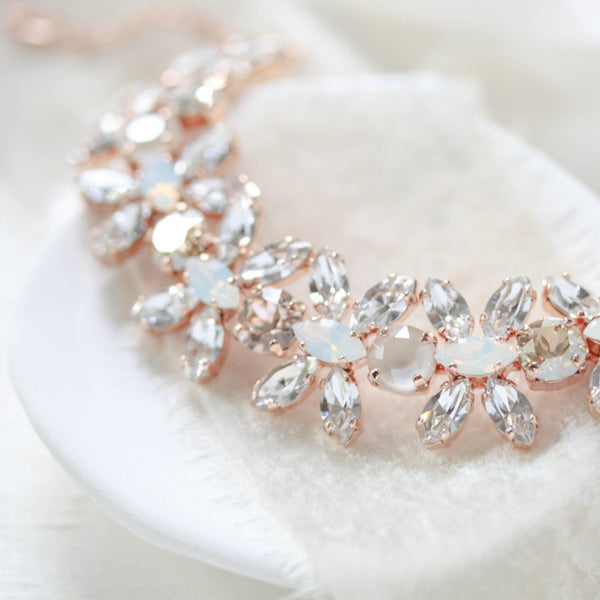 Rose gold crystal statement bridal bracelet - ALYSSA - Treasures by Agnes