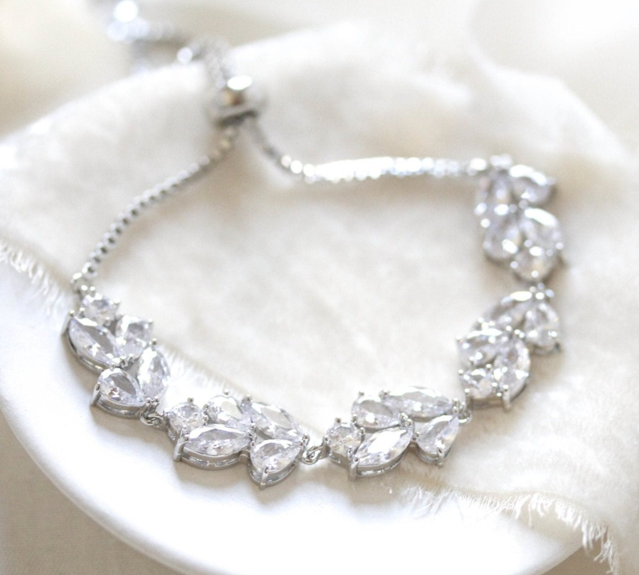 Rose gold cubic zirconia adjustable bracelet - ASPEN - Treasures by Agnes