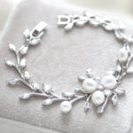Rose gold Cubic Zirconia and Freshwater pearl Bridal bracelet - AMARI - Treasures by Agnes