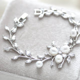 Rose gold Cubic Zirconia and Freshwater pearl Bridal bracelet - AMARI - Treasures by Agnes