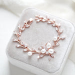 Rose gold Cubic Zirconia and Freshwater pearl Bridal bracelet - AMARI - Treasures by Agnes