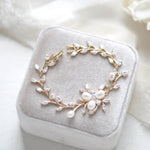Rose gold Cubic Zirconia and Freshwater pearl Bridal bracelet - AMARI - Treasures by Agnes