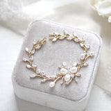 Rose gold Cubic Zirconia and Freshwater pearl Bridal bracelet - AMARI - Treasures by Agnes