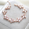 Rose gold Cubic Zirconia Bridal bracelet Leaf style - DIVINE - Treasures by Agnes