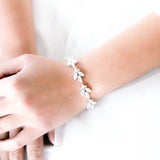 Rose gold Cubic Zirconia Bridal bracelet Leaf style - DIVINE - Treasures by Agnes