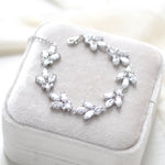 Rose gold Cubic Zirconia Bridal bracelet Leaf style - DIVINE - Treasures by Agnes