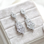 Rose gold Cubic Zirconia Bridal chandelier earrings - JADE - Treasures by Agnes