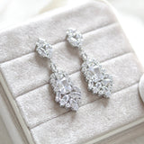 Rose gold Cubic Zirconia Bridal chandelier earrings - JADE - Treasures by Agnes