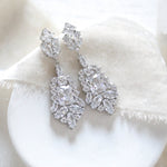 Rose gold Cubic Zirconia Bridal chandelier earrings - JADE - Treasures by Agnes