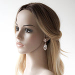 Rose gold Cubic Zirconia Bridal chandelier earrings - JADE - Treasures by Agnes