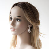 Rose gold Cubic Zirconia Bridal chandelier earrings - JADE - Treasures by Agnes