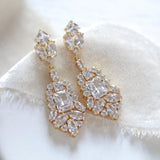 Rose gold Cubic Zirconia Bridal chandelier earrings - JADE - Treasures by Agnes