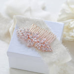 Rose gold cubic zirconia Bridal hair comb - ALICIA - Treasures by Agnes