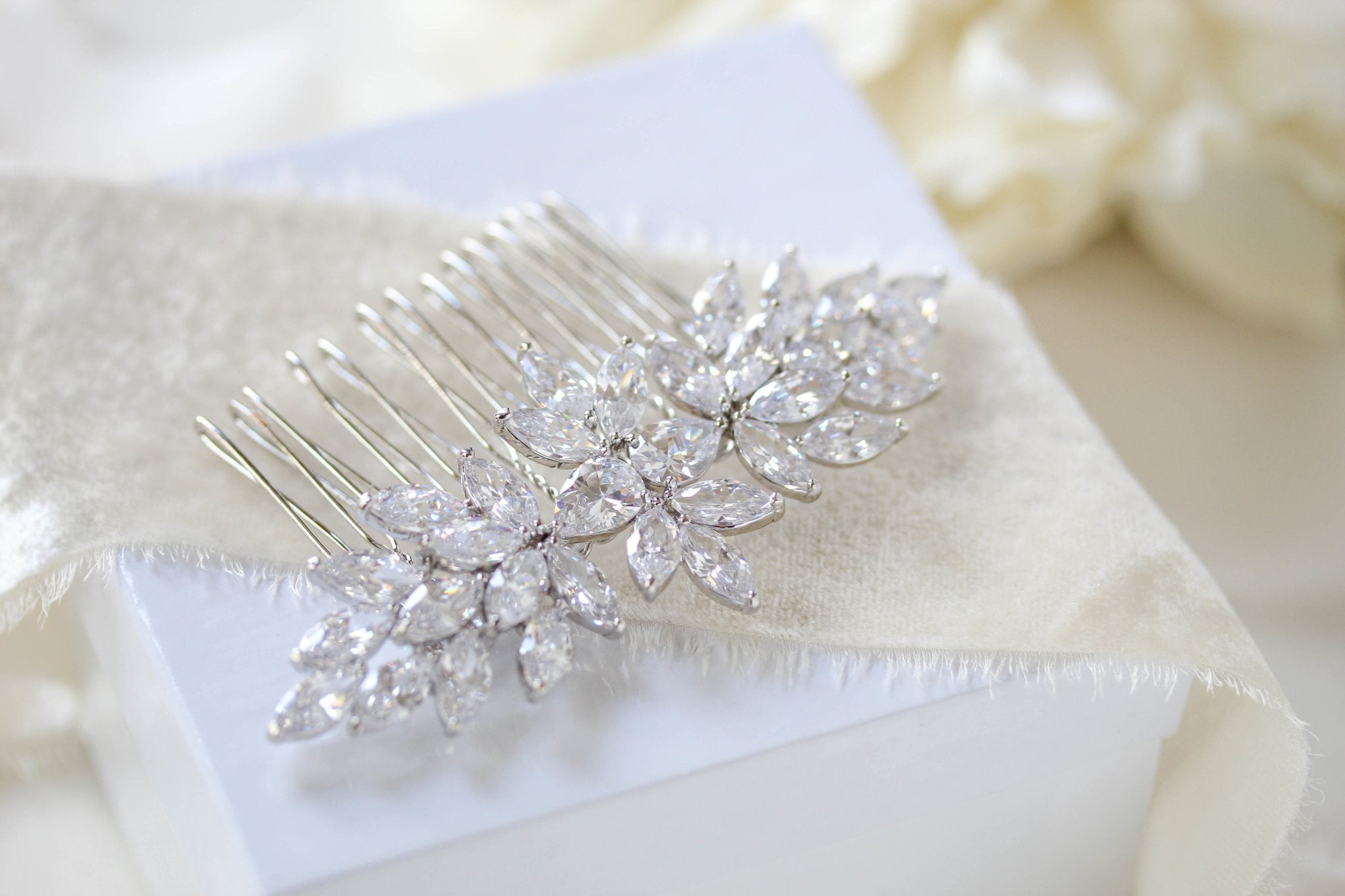 Rose gold cubic zirconia Bridal hair comb - ALICIA - Treasures by Agnes