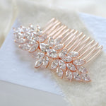 Rose gold cubic zirconia Bridal hair comb - ALICIA - Treasures by Agnes