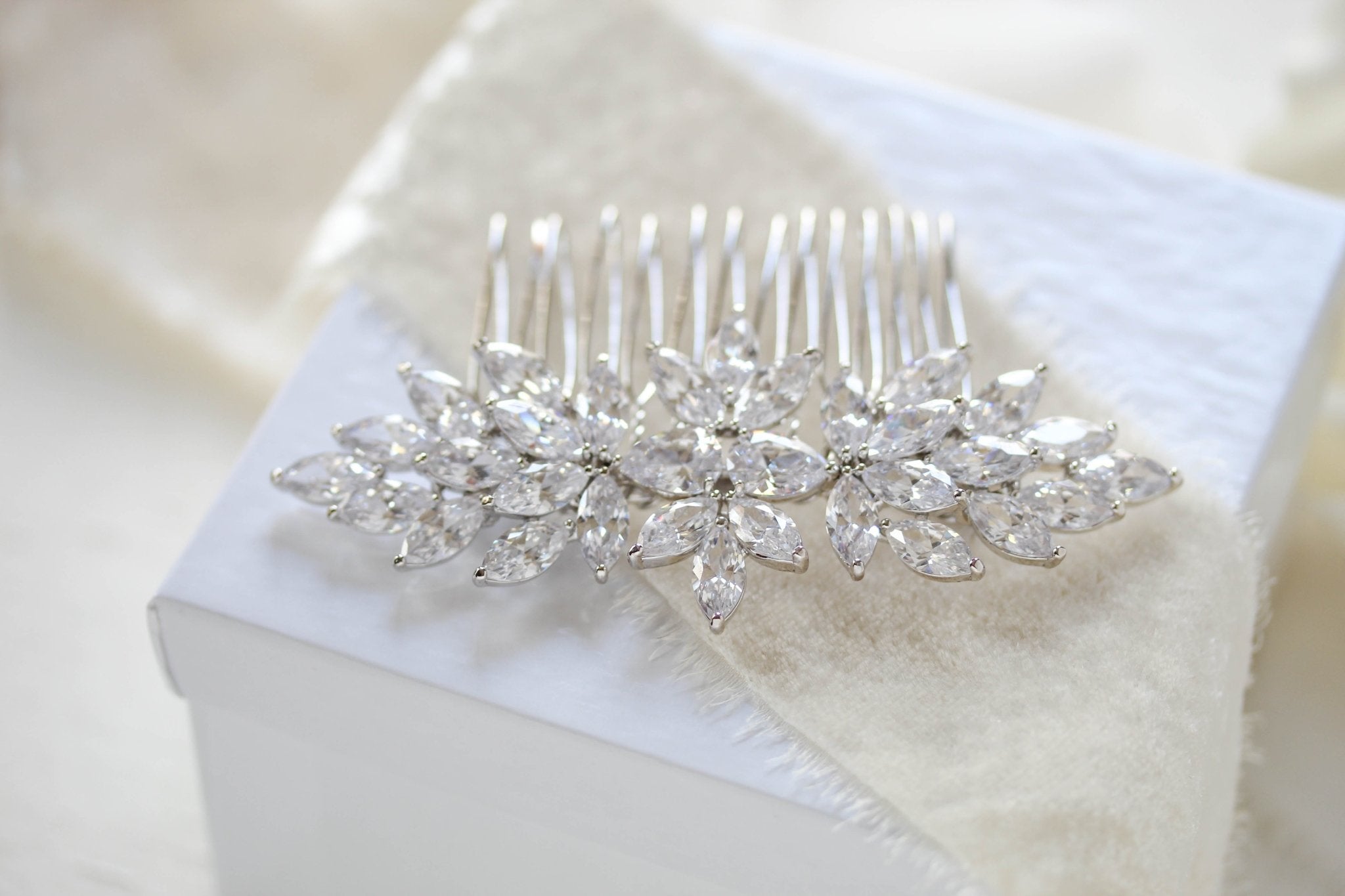 Rose gold cubic zirconia Bridal hair comb - ALICIA - Treasures by Agnes