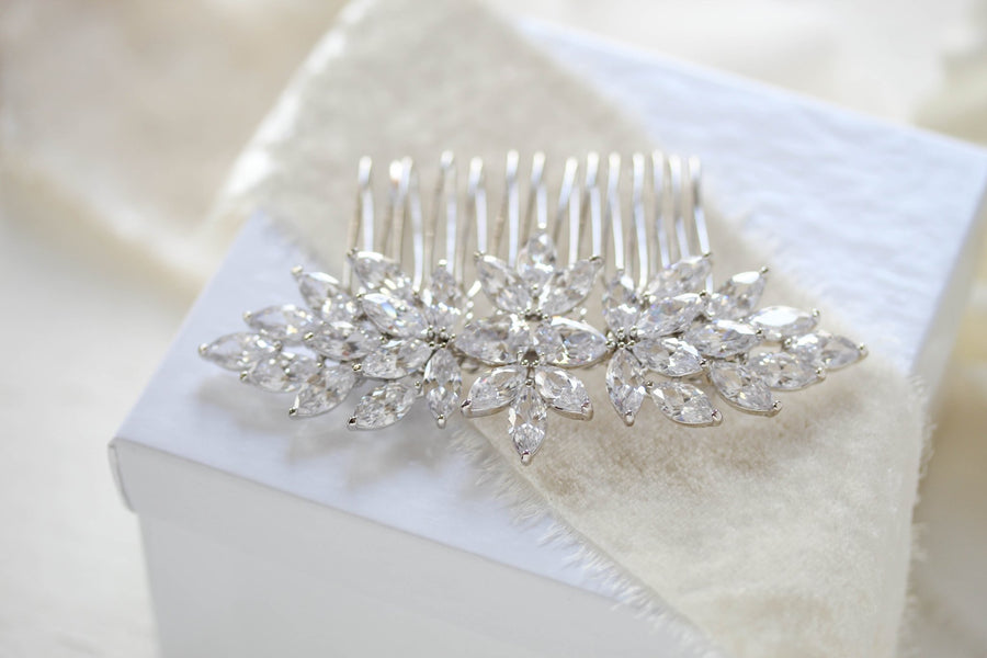 Rose gold cubic zirconia Bridal hair comb - ALICIA - Treasures by Agnes